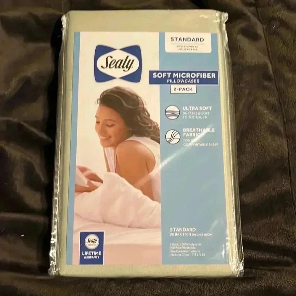 🆕 Sealy Standard Pillowcase Set In Light Green
